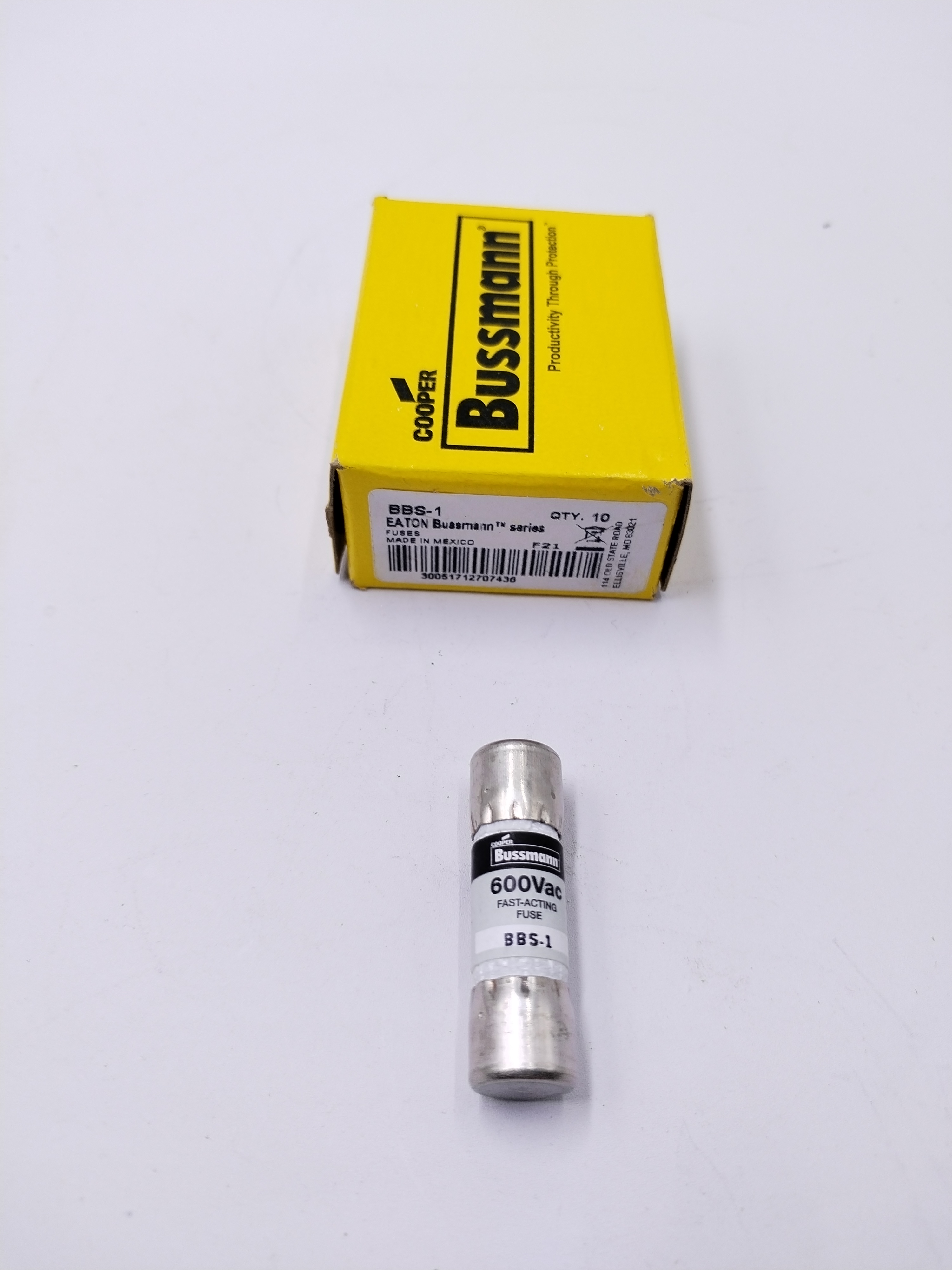 Eaton Bussmann series BBS fuse 1A BBS-1 Non-indicating Buss Midget Fuse Fast Acting by Cooper Bussma